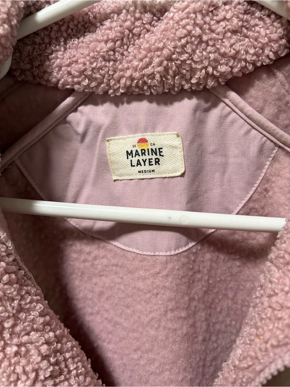 Marine Layer Sherpa Fleece Pullover in Pink Size Medium